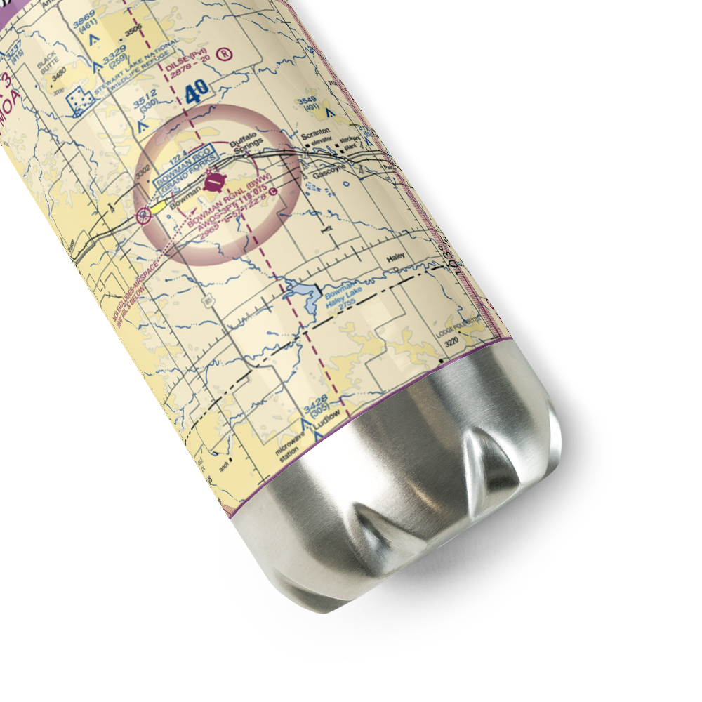 Bowman Regional Airport (BWW) VFR Sectional Water Bottle 
