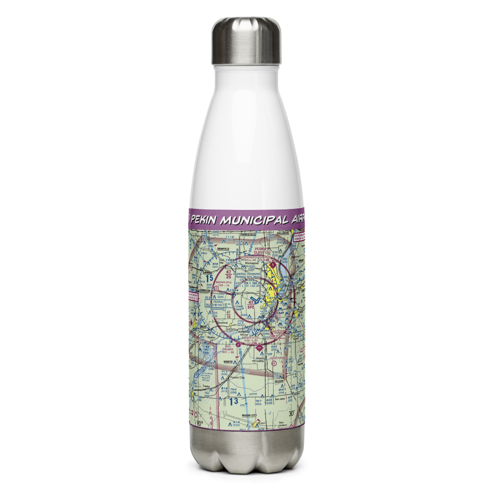 Pekin Municipal Airport (C15) VFR Sectional Water Bottle 