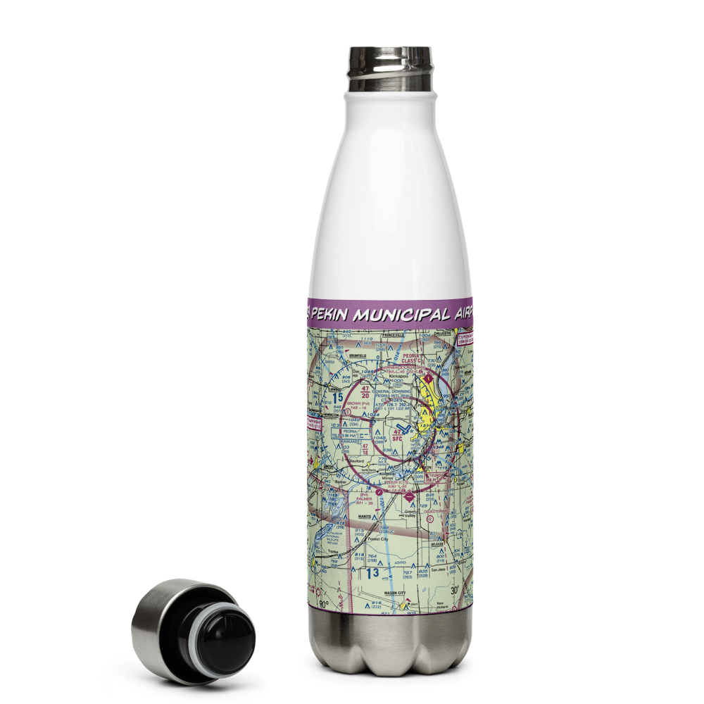 Pekin Municipal Airport (C15) VFR Sectional Water Bottle 