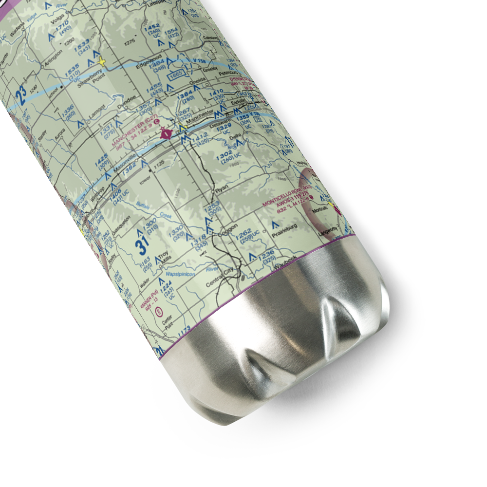 Manchester Municipal Airport (C27) VFR Sectional Water Bottle 
