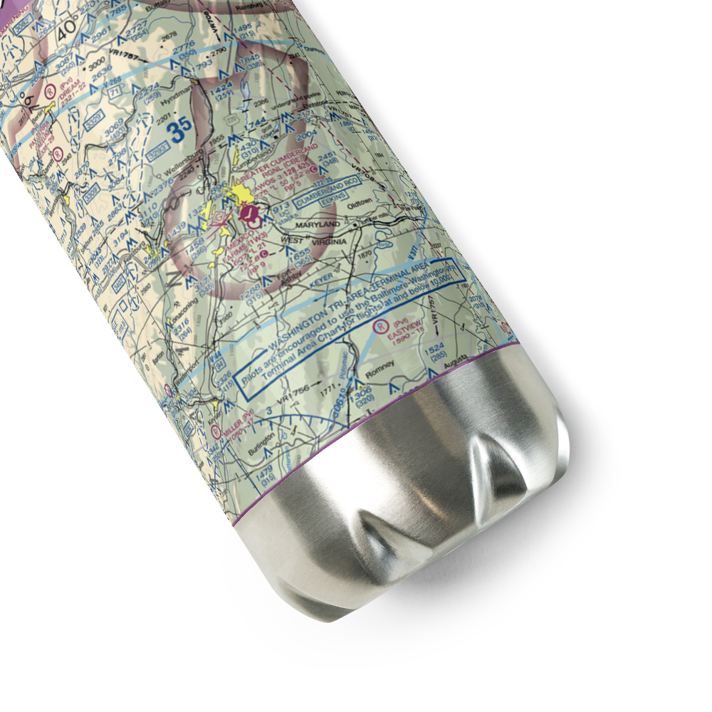 Greater Cumberland Regional Airport (CBE) VFR Sectional Water Bottle 