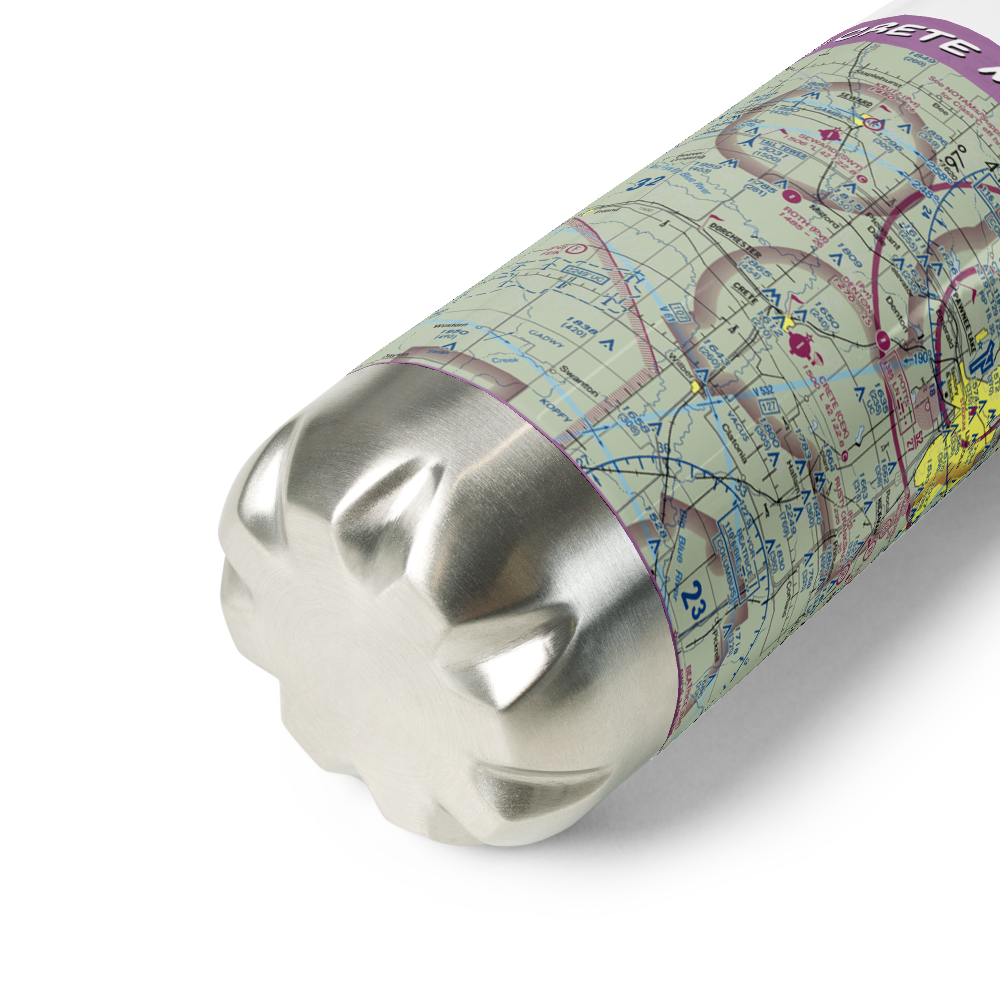 Crete Municipal Airport (CEK) VFR Sectional Water Bottle 
