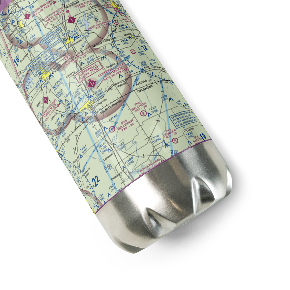 Coffeyville Municipal Airport (CFV) VFR Sectional Water Bottle 