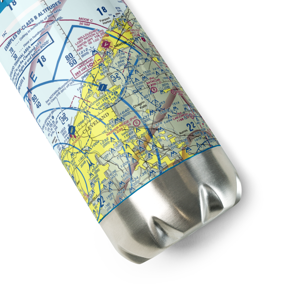 Cuyahoga County Airport (CGF) VFR Sectional Water Bottle 