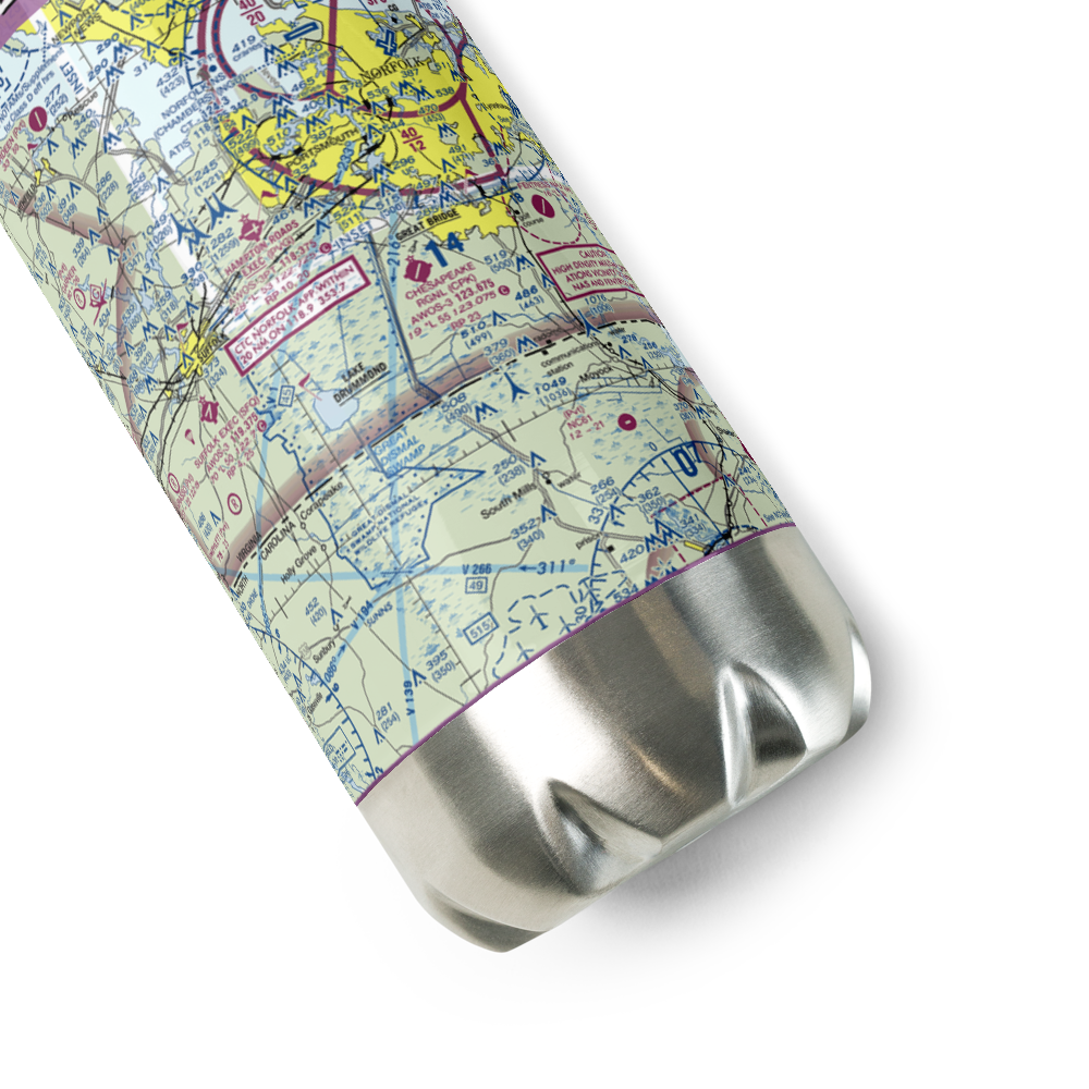 Chesapeake Regional Airport (CPK) VFR Sectional Water Bottle 