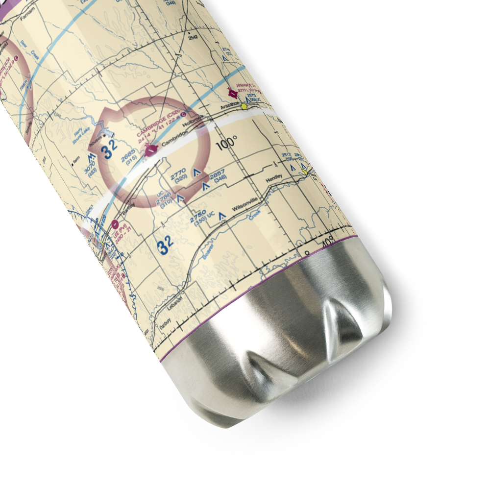 Cambridge Municipal Airport (CSB) VFR Sectional Water Bottle 
