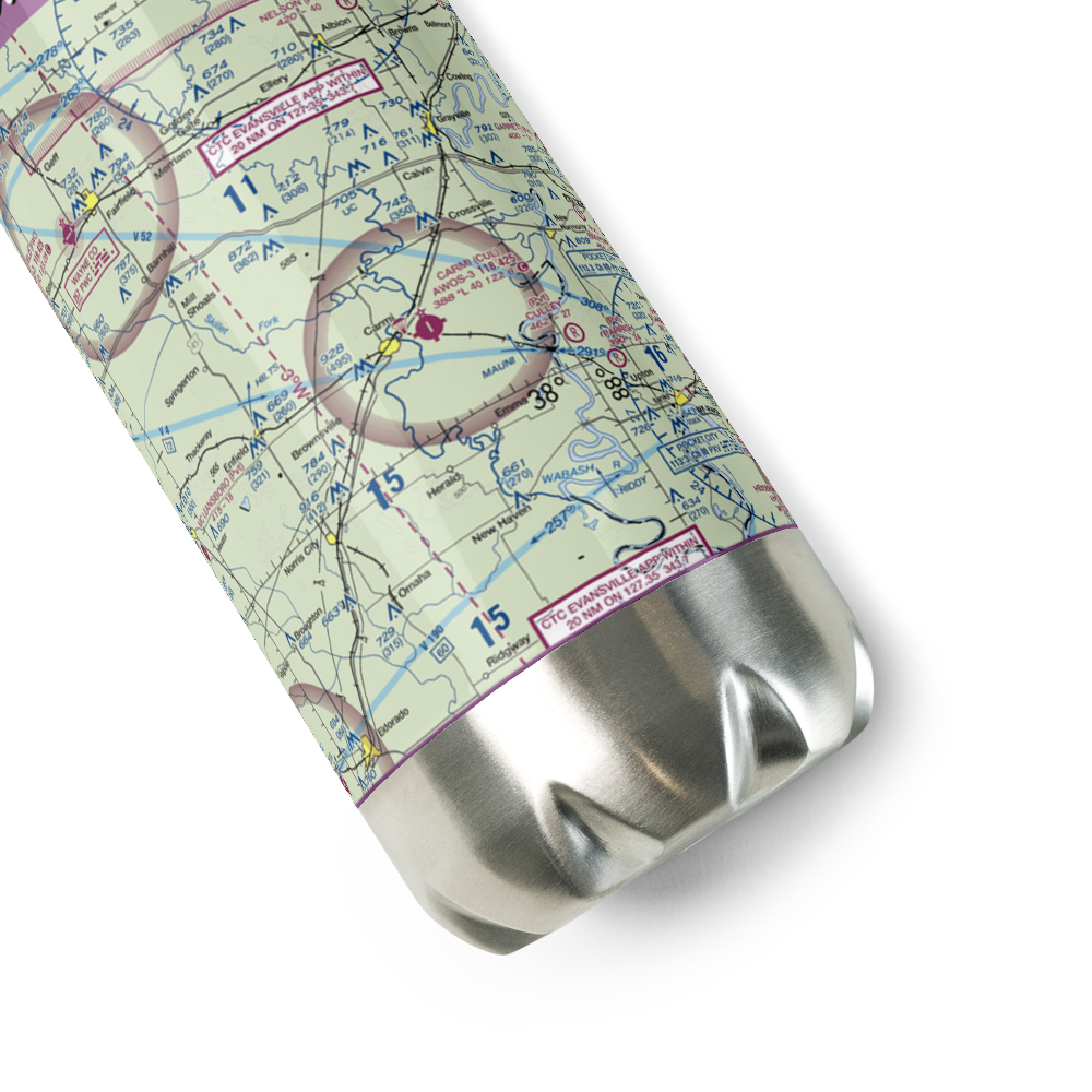 Carmi Municipal Airport (CUL) VFR Sectional Water Bottle 