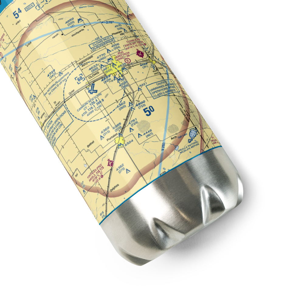 Cannon Air Force Base (CVS) VFR Sectional Water Bottle 