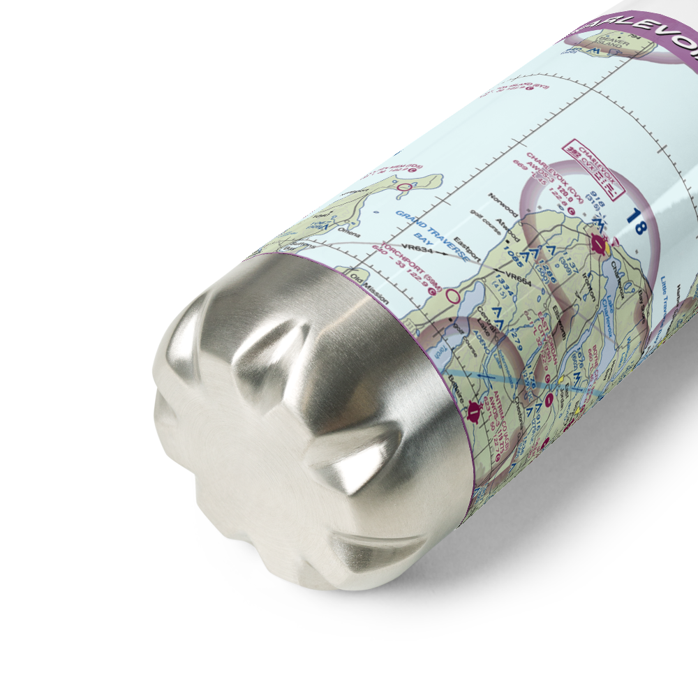 Charlevoix Municipal Airport (CVX) VFR Sectional Water Bottle 