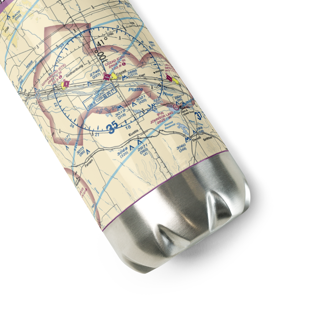 Cozad Municipal Airport (CZD) VFR Sectional Water Bottle 