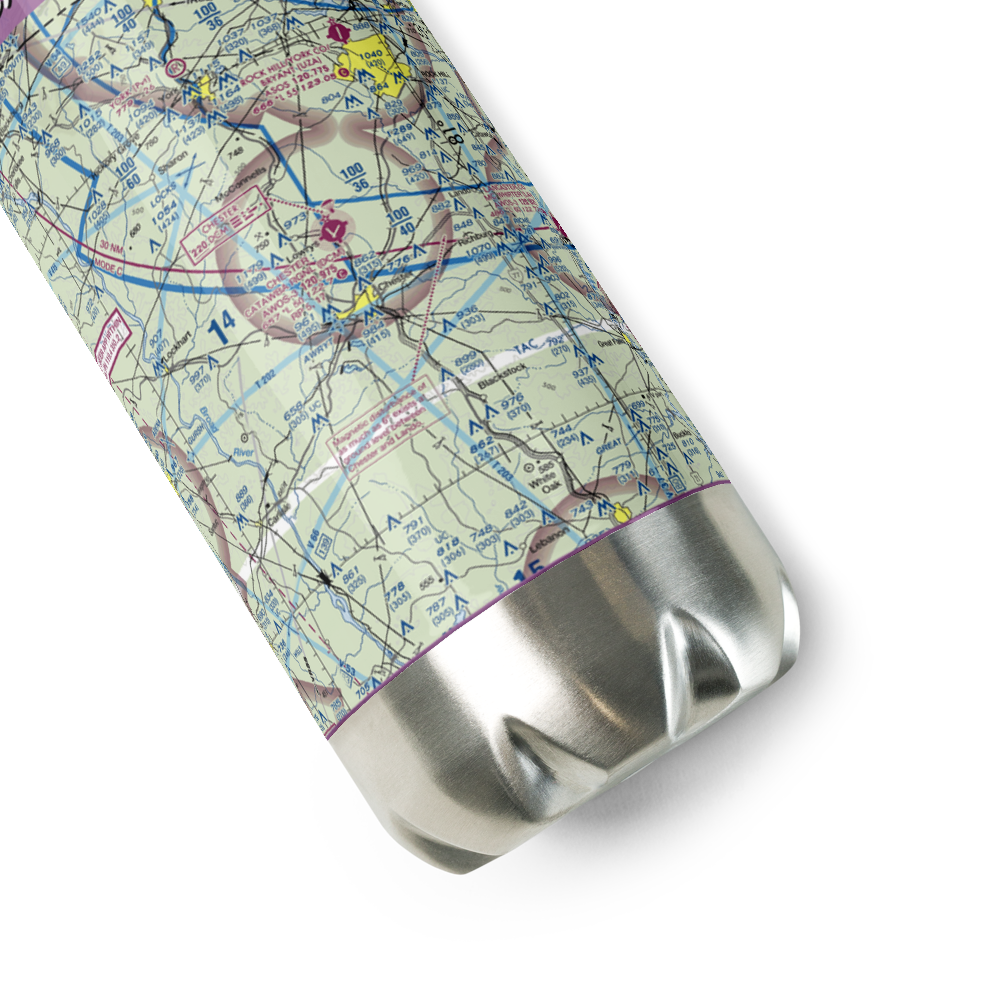 Chester Catawba Regional Airport (DCM) VFR Sectional Water Bottle 