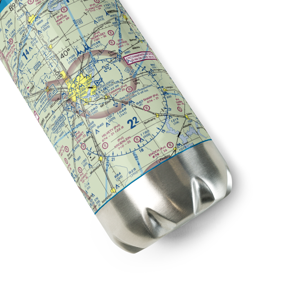 Decatur Airport (DEC) VFR Sectional Water Bottle 