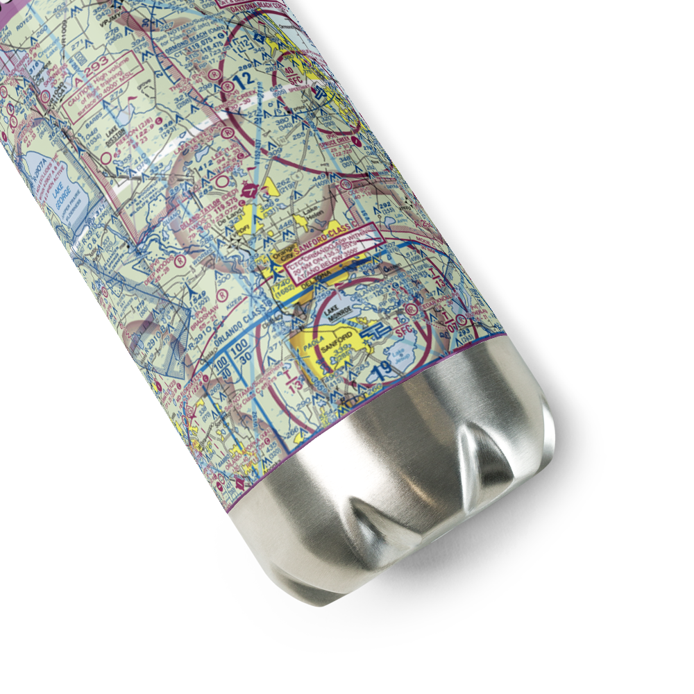 Deland Municipal Sidney H Taylor Field (DED) VFR Sectional Water Bottle 