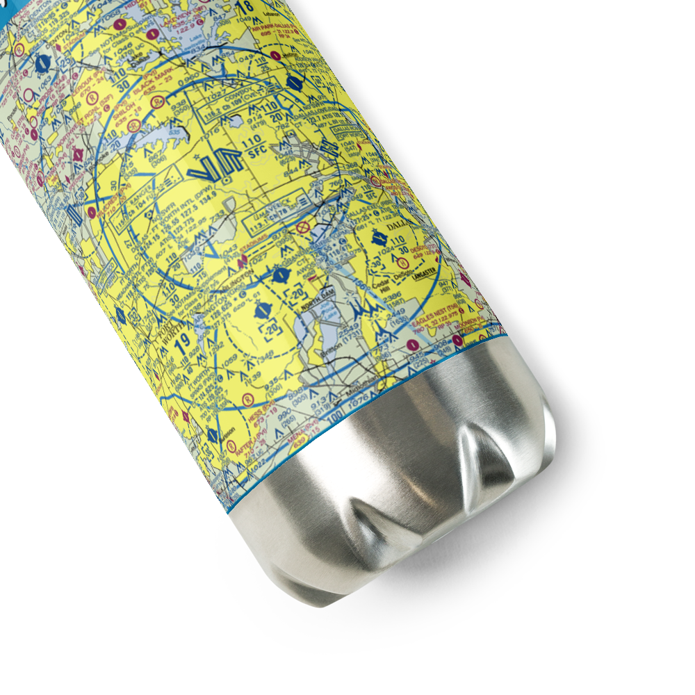 Dallas Fort Worth International Airport (DFW) VFR Sectional Water Bottle 