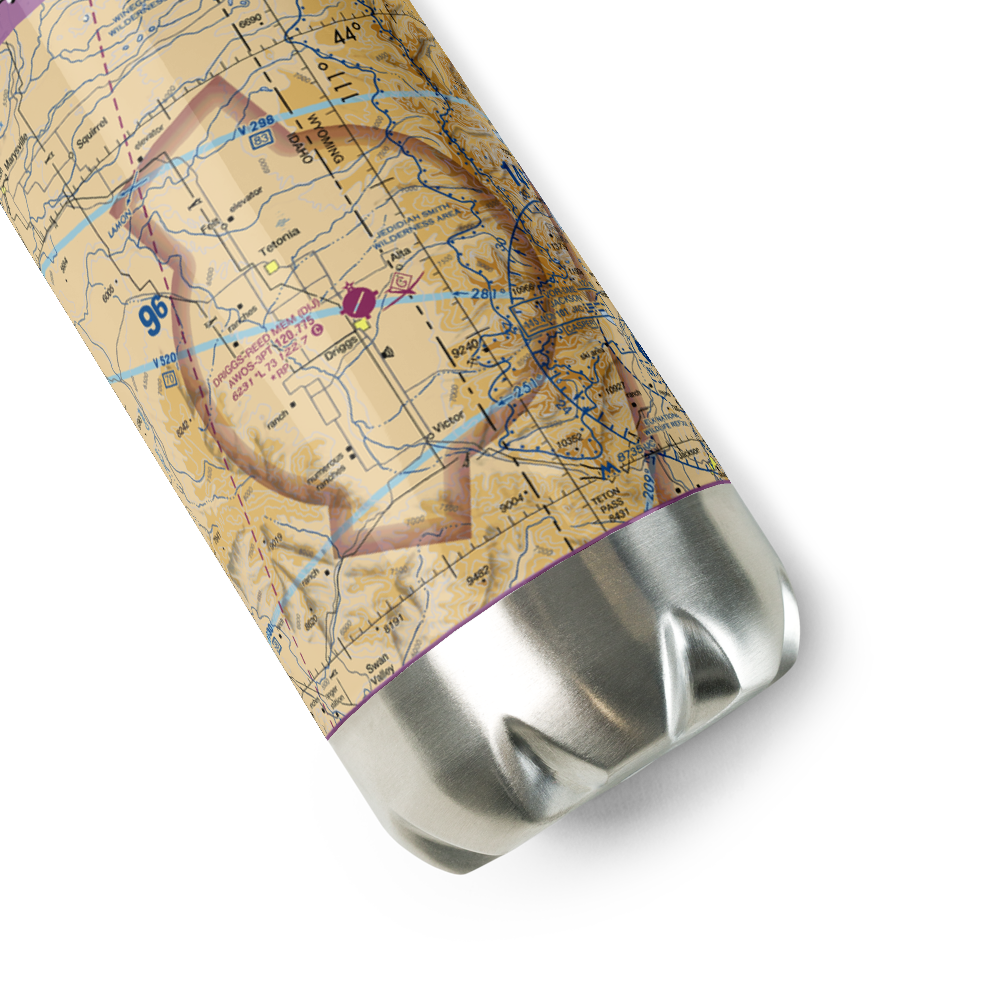 Driggs Reed Memorial Airport (DIJ) VFR Sectional Water Bottle 