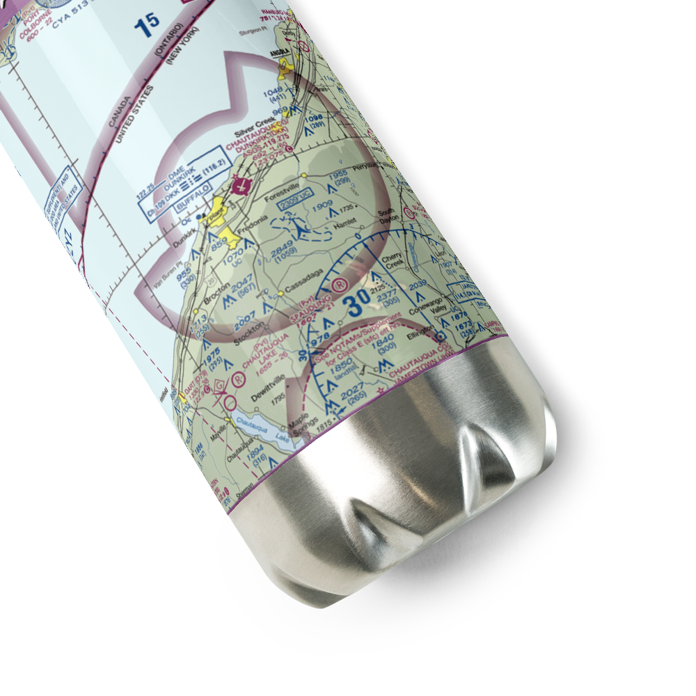 Chautauqua County-Dunkirk Airport (DKK) VFR Sectional Water Bottle 