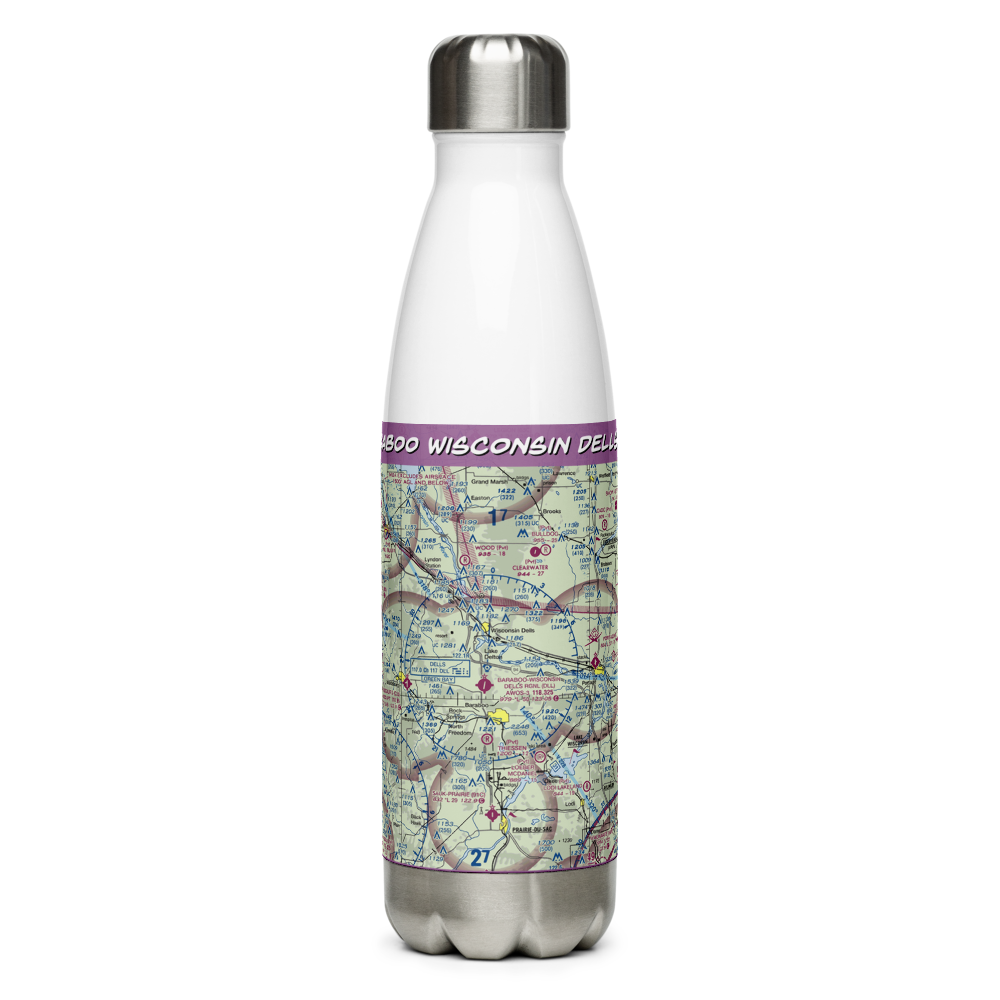 Baraboo Wisconsin Dells Airport (DLL) VFR Sectional Water Bottle 