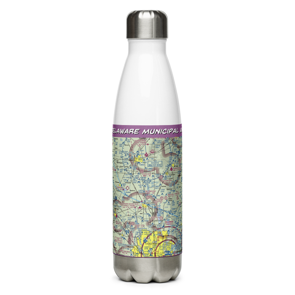 Delaware Municipal Airport (DLZ) VFR Sectional Water Bottle 