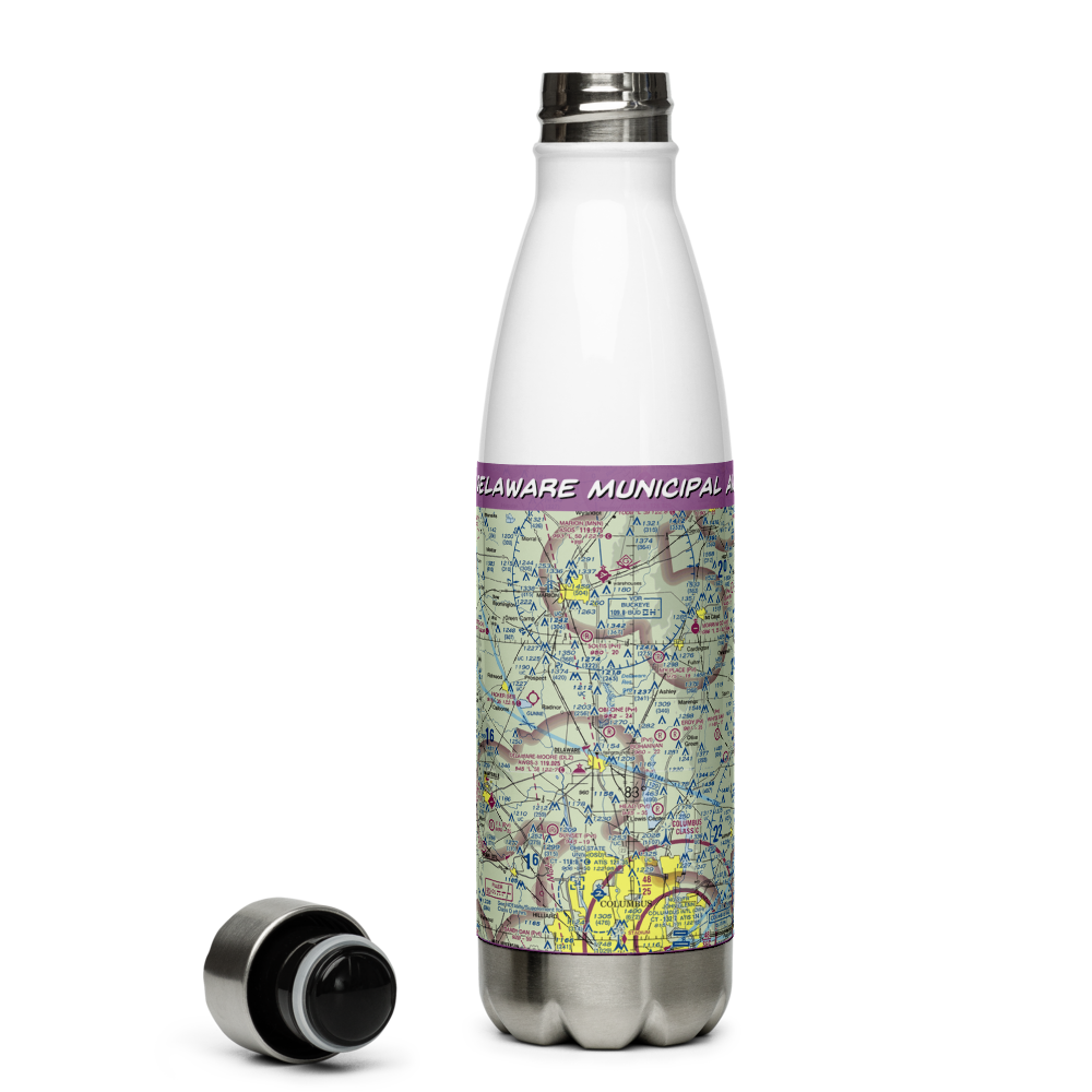 Delaware Municipal Airport (DLZ) VFR Sectional Water Bottle 