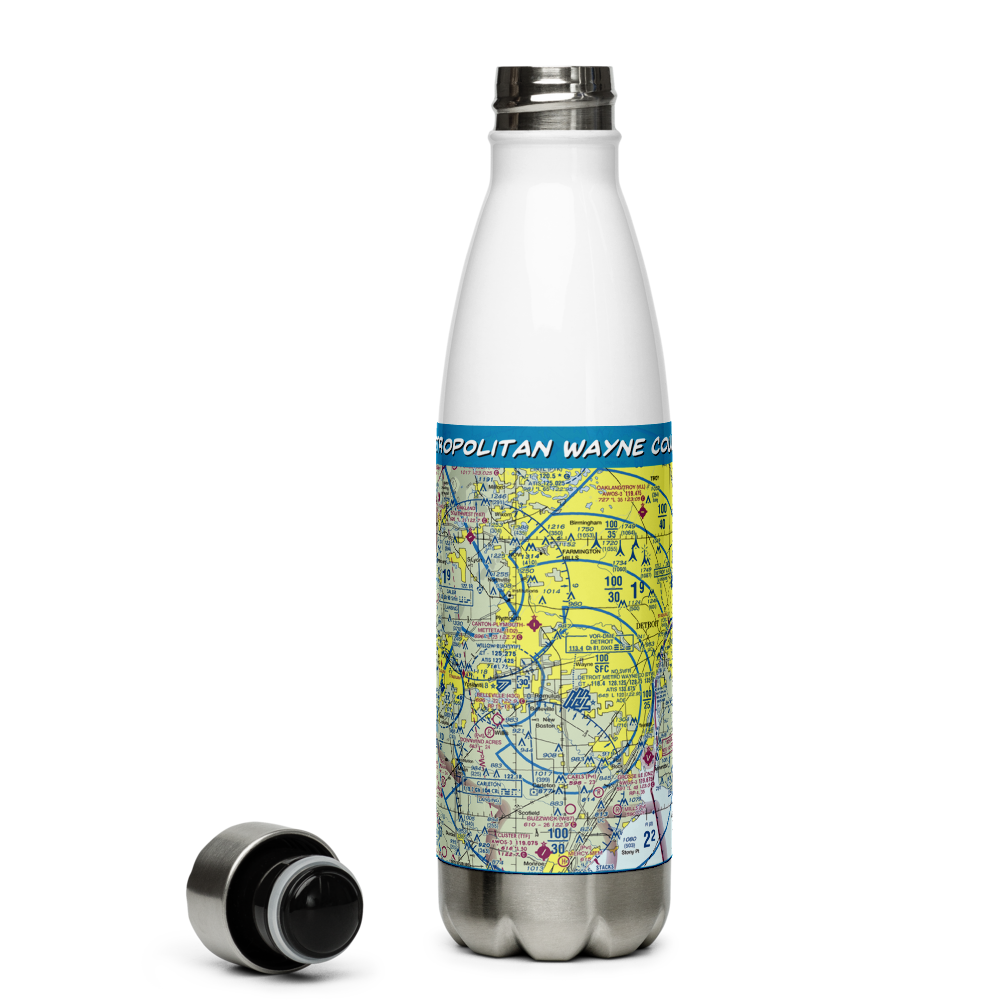 Detroit Metropolitan Wayne County Airport (DTW) VFR Sectional Water Bottle 