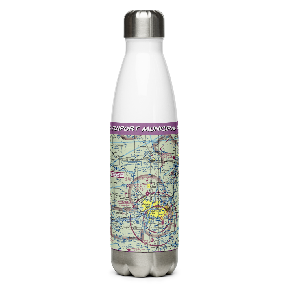 Davenport Municipal Airport (DVN) VFR Sectional Water Bottle 