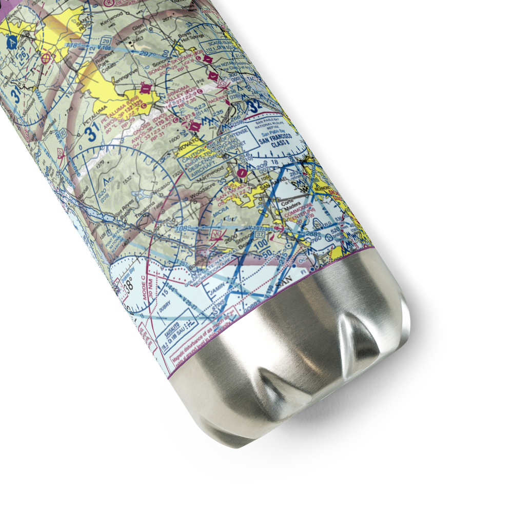Marin County Airport - Gnoss Field (DVO) VFR Sectional Water Bottle 