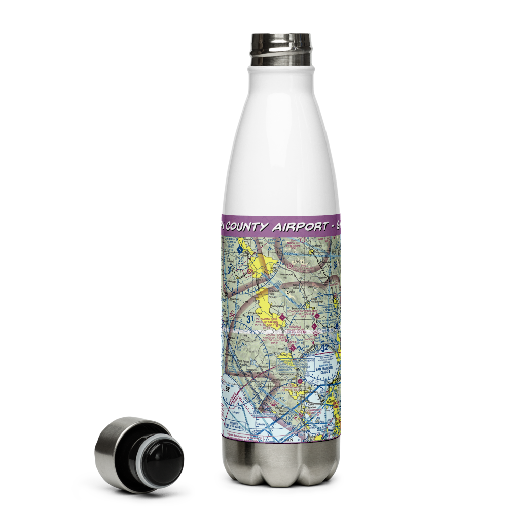 Marin County Airport - Gnoss Field (DVO) VFR Sectional Water Bottle 