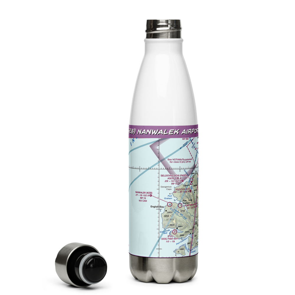 Nanwalek Airport (KEB) VFR Sectional Water Bottle 