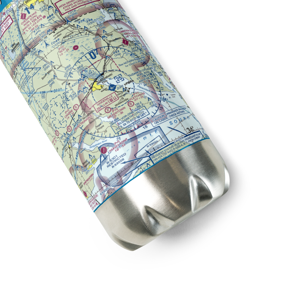 Elizabeth City Regional Airport & Coast Guard Air Station (ECG) VFR Sectional Water Bottle 
