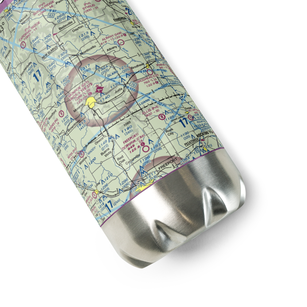Monroe Municipal Airport (EFT) VFR Sectional Water Bottle 