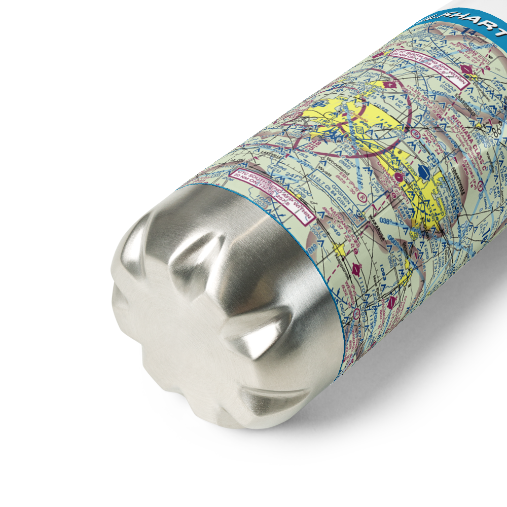 Elkhart Municipal Airport (EKM) VFR Sectional Water Bottle 
