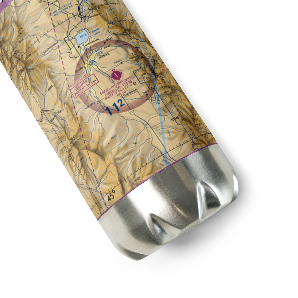 Ennis Big Sky Airport (EKS) VFR Sectional Water Bottle 