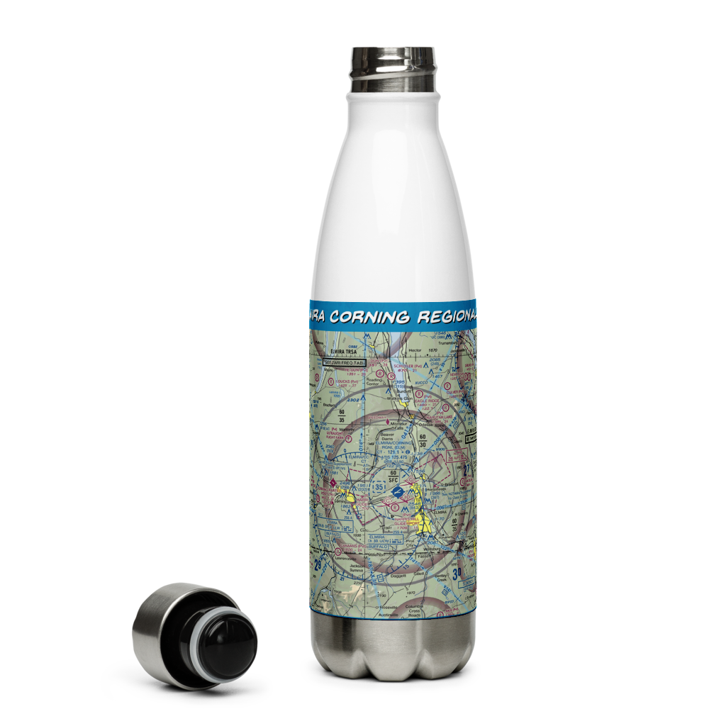 Elmira Corning Regional Airport (ELM) VFR Sectional Water Bottle 