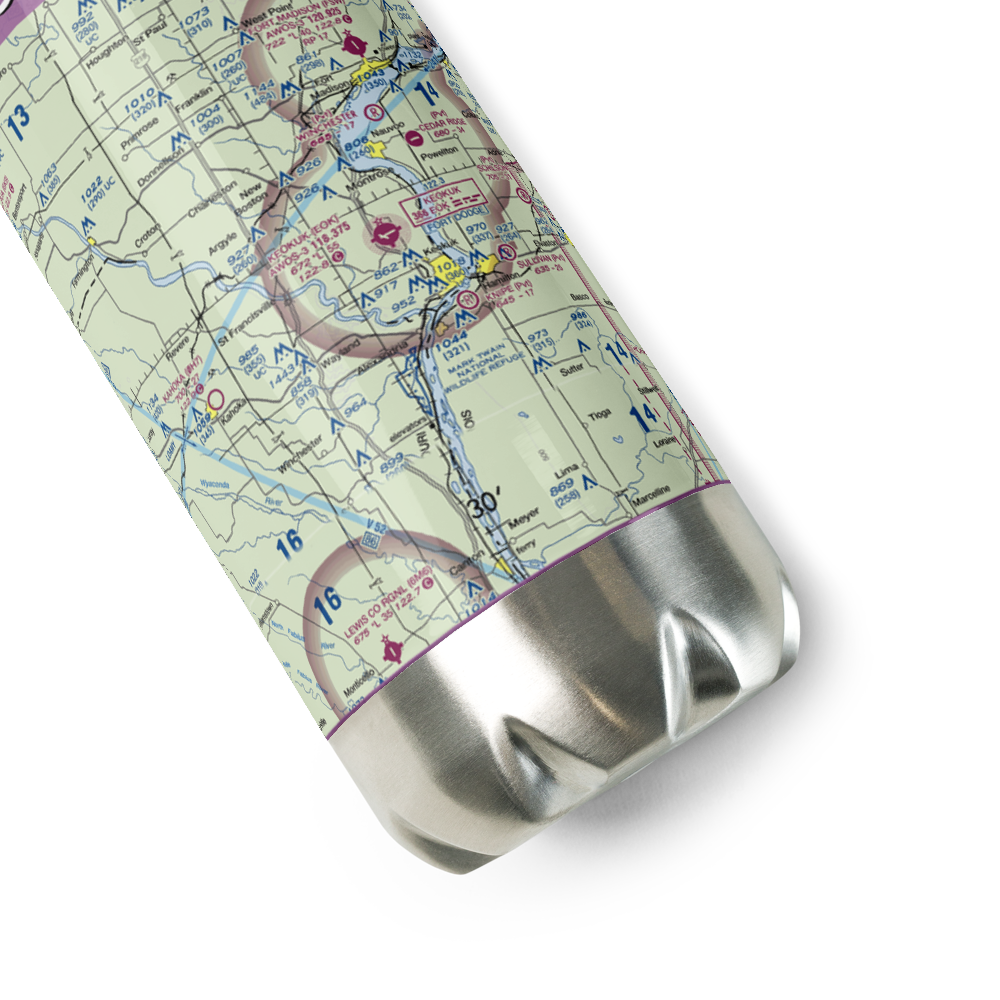 Keokuk Municipal Airport (EOK) VFR Sectional Water Bottle 