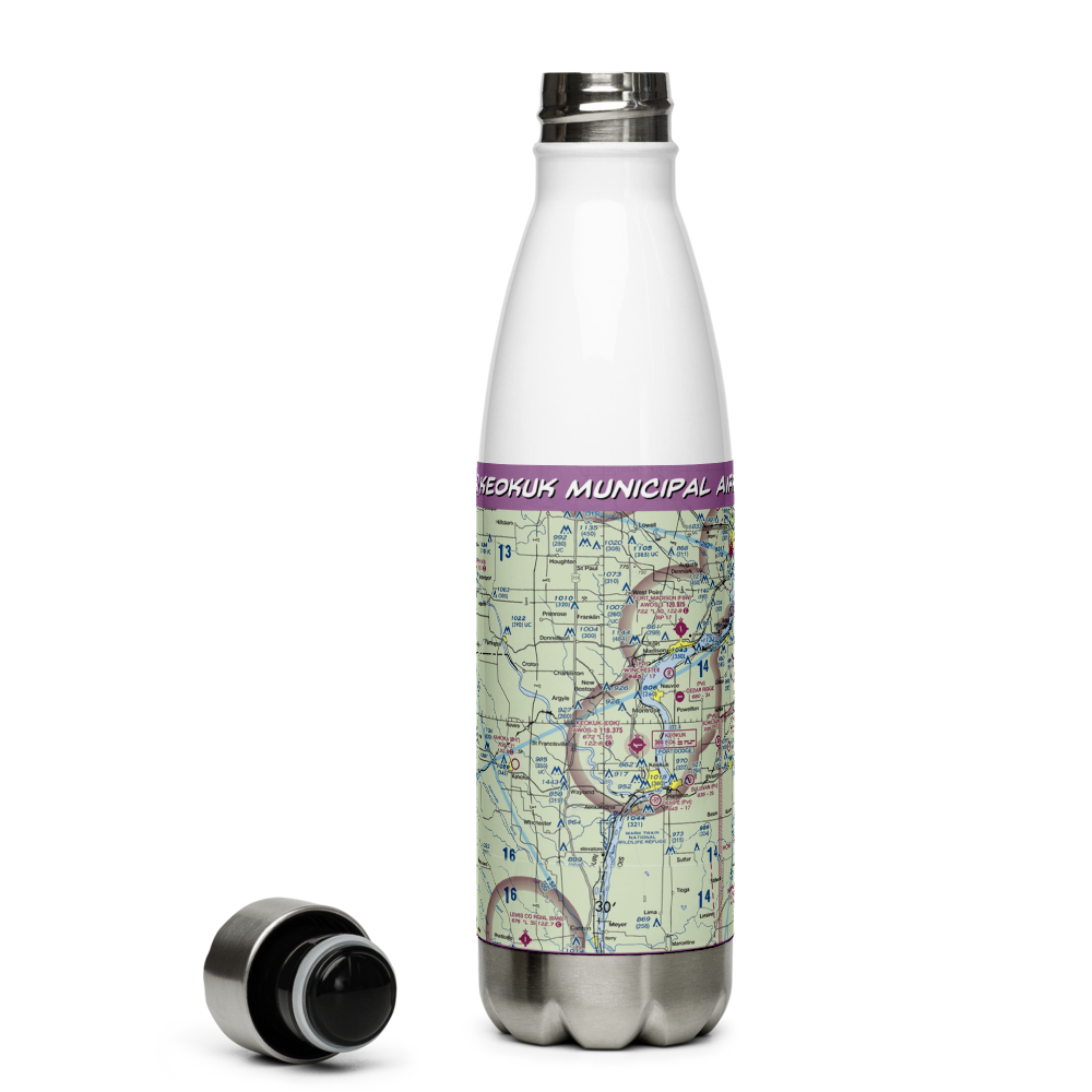 Keokuk Municipal Airport (EOK) VFR Sectional Water Bottle 