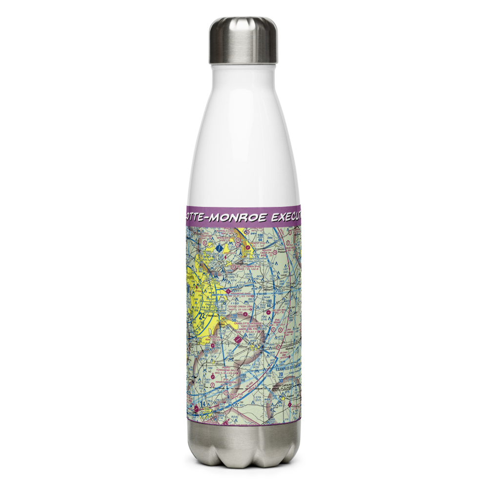 Charlotte-Monroe Executive Airport (EQY) VFR Sectional Water Bottle 