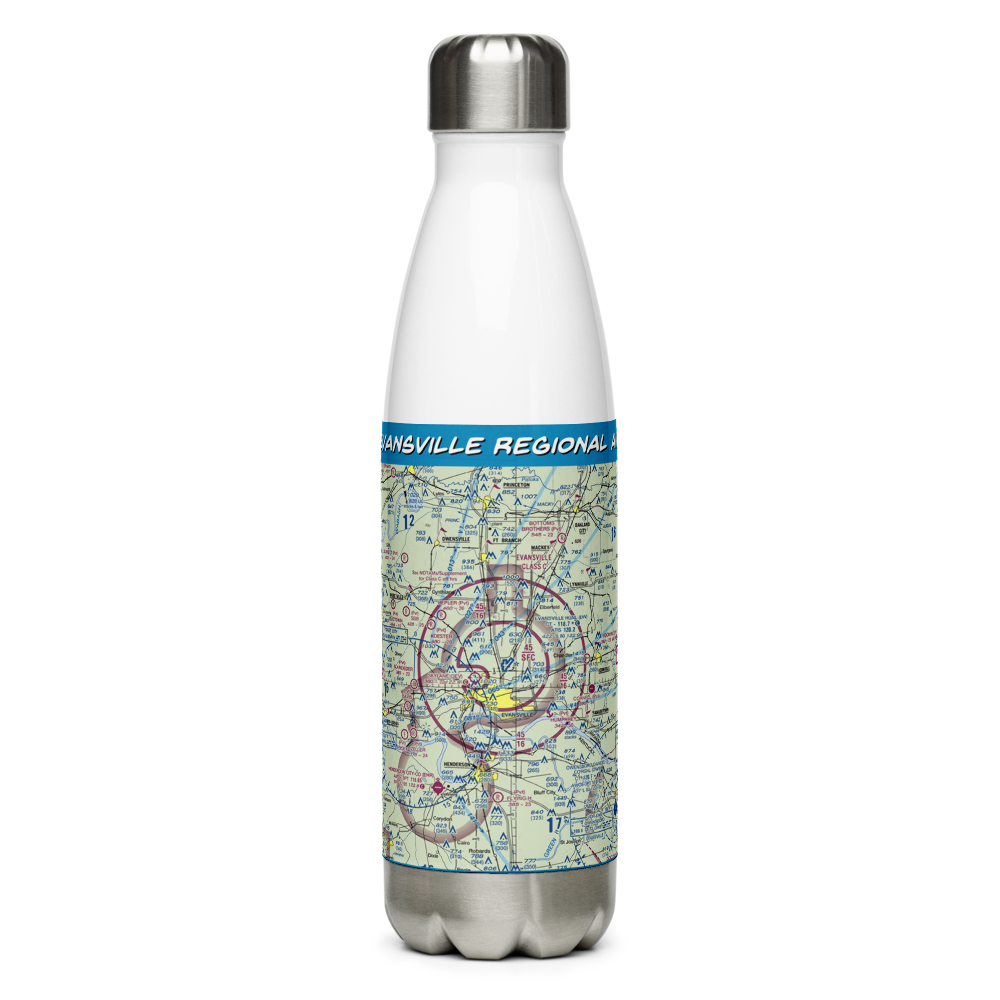 Evansville Regional Airport (EVV) VFR Sectional Water Bottle 