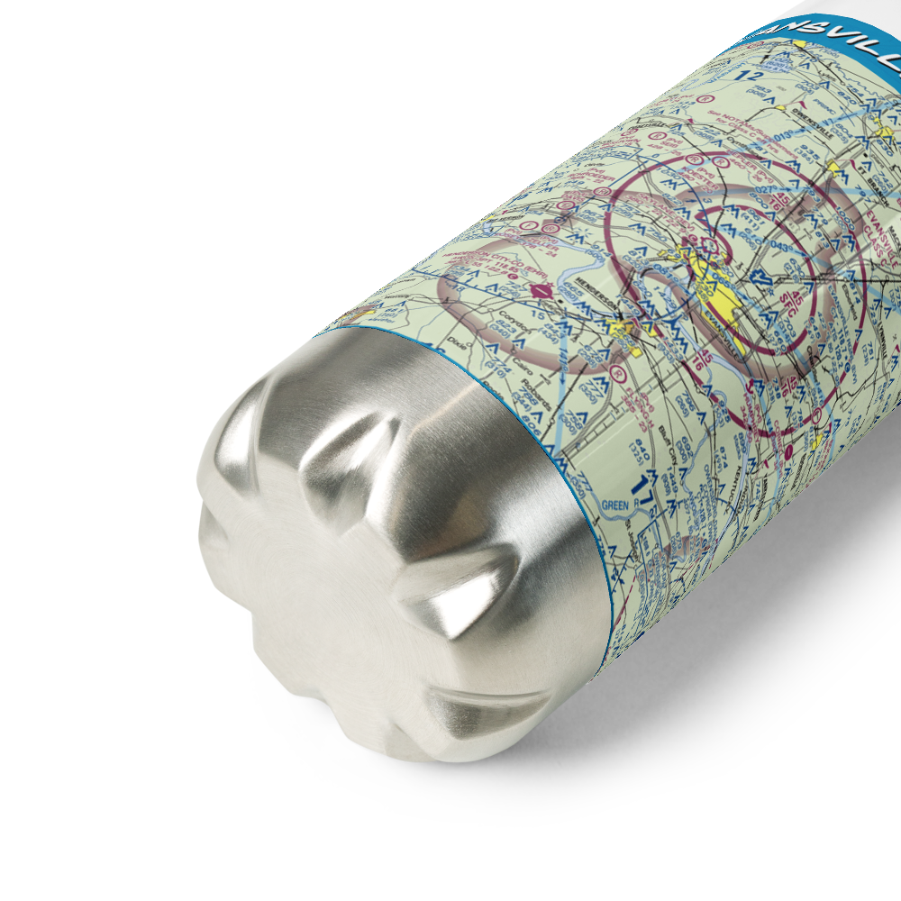 Evansville Regional Airport (EVV) VFR Sectional Water Bottle 