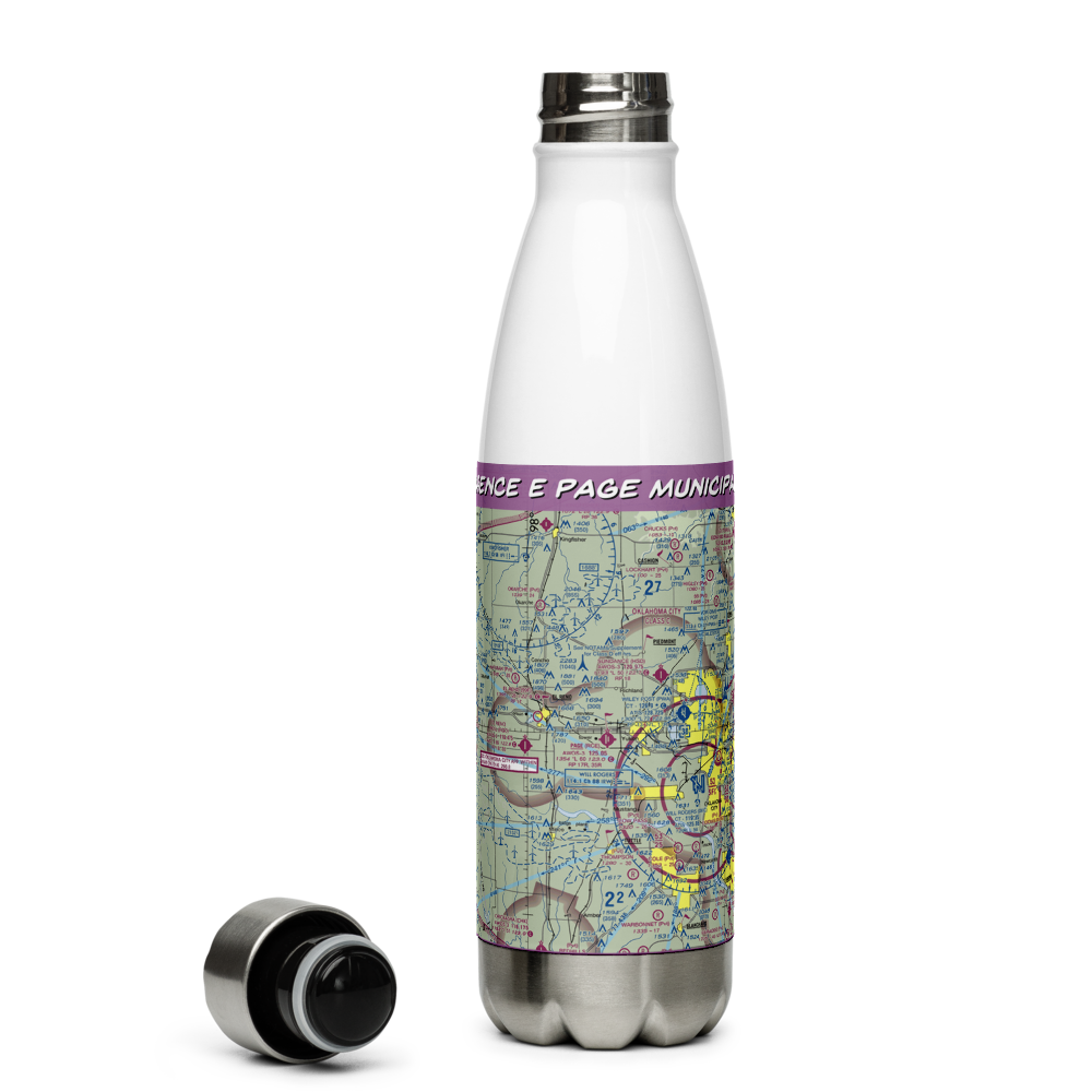 Clarence E Page Municipal Airport (RCE) VFR Sectional Water Bottle 