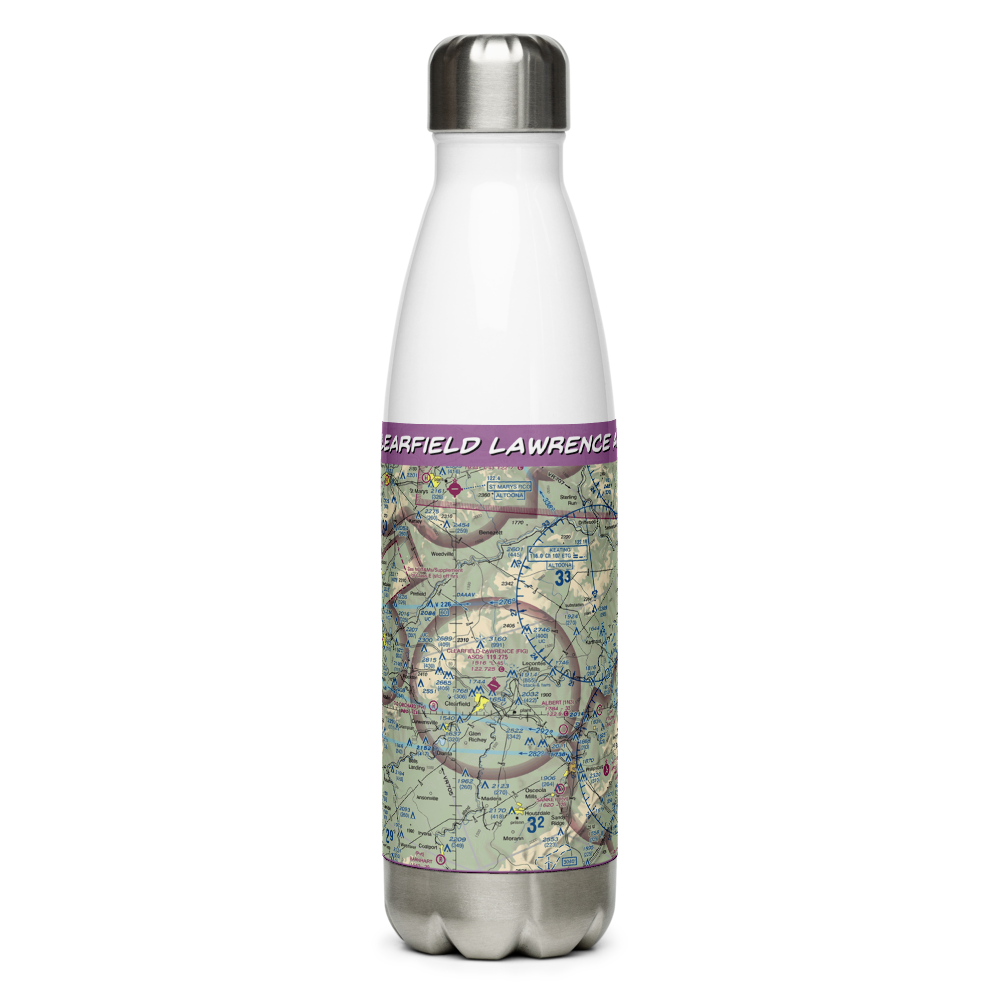 Clearfield Lawrence Airport (FIG) VFR Sectional Water Bottle 