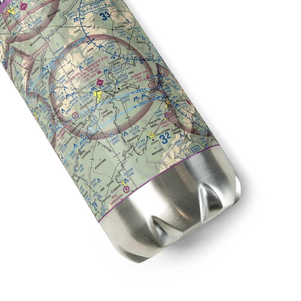 Clearfield Lawrence Airport (FIG) VFR Sectional Water Bottle 