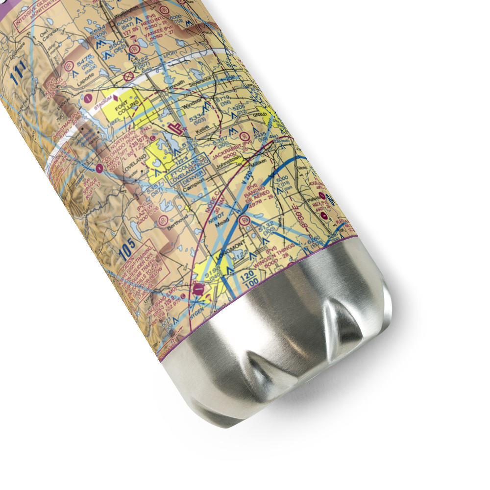 Northern Colorado Regional Airport (FNL) VFR Sectional Water Bottle 