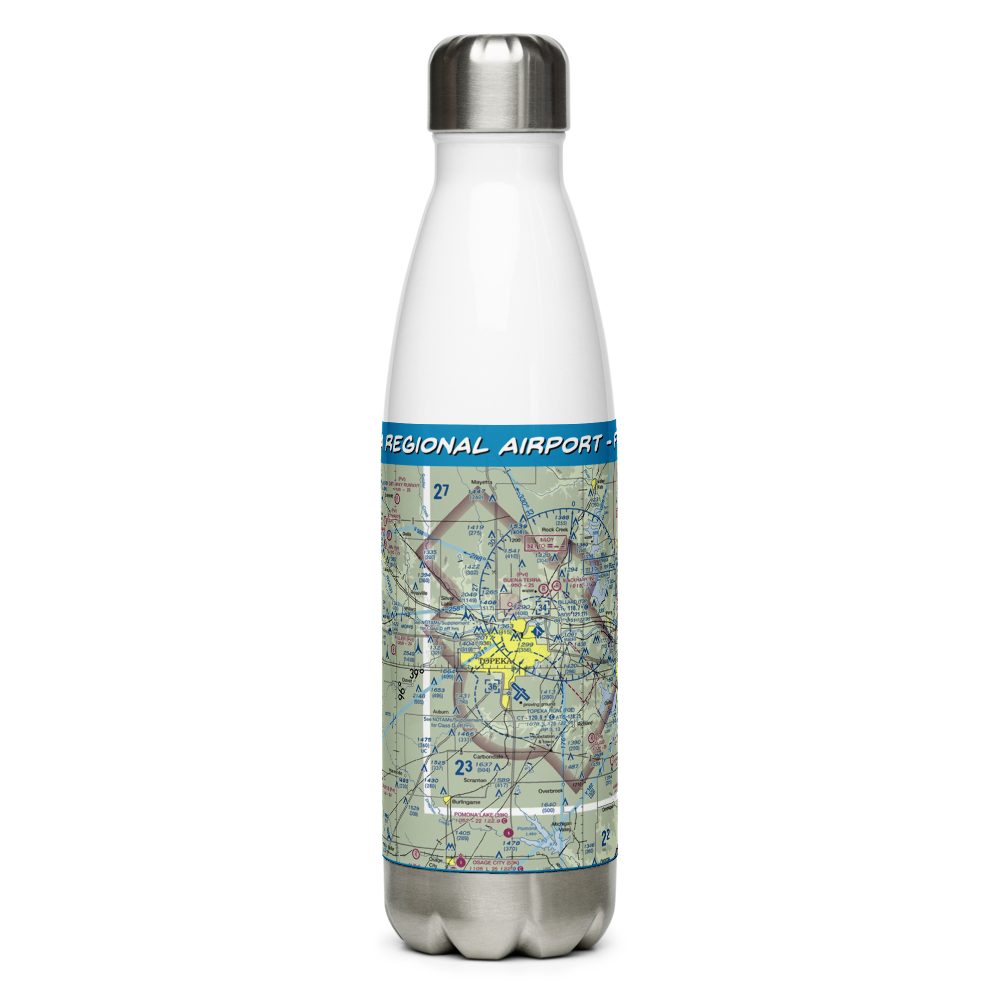 Topeka Regional Airport - Forbes Field (FOE) VFR Sectional Water Bottle 