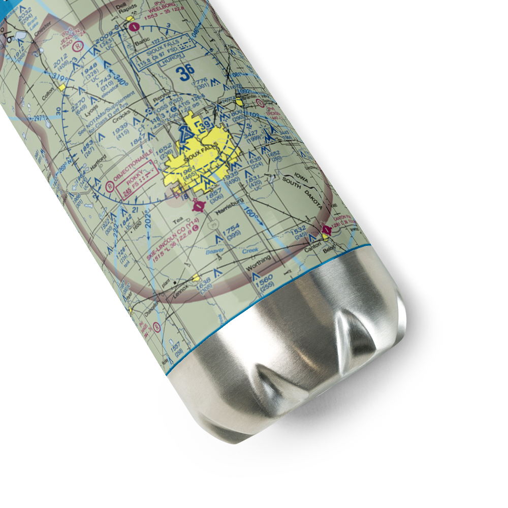 Joe Foss Field Airport (FSD) VFR Sectional Water Bottle 