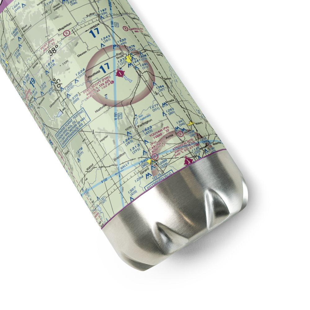 Fort Scott Municipal Airport (FSK) VFR Sectional Water Bottle 
