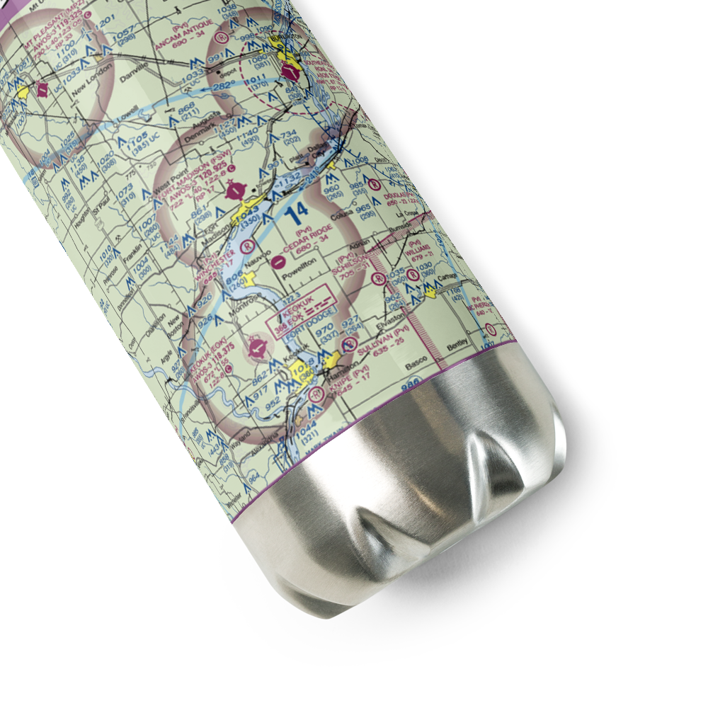 Fort Madison Municipal Airport (FSW) VFR Sectional Water Bottle 