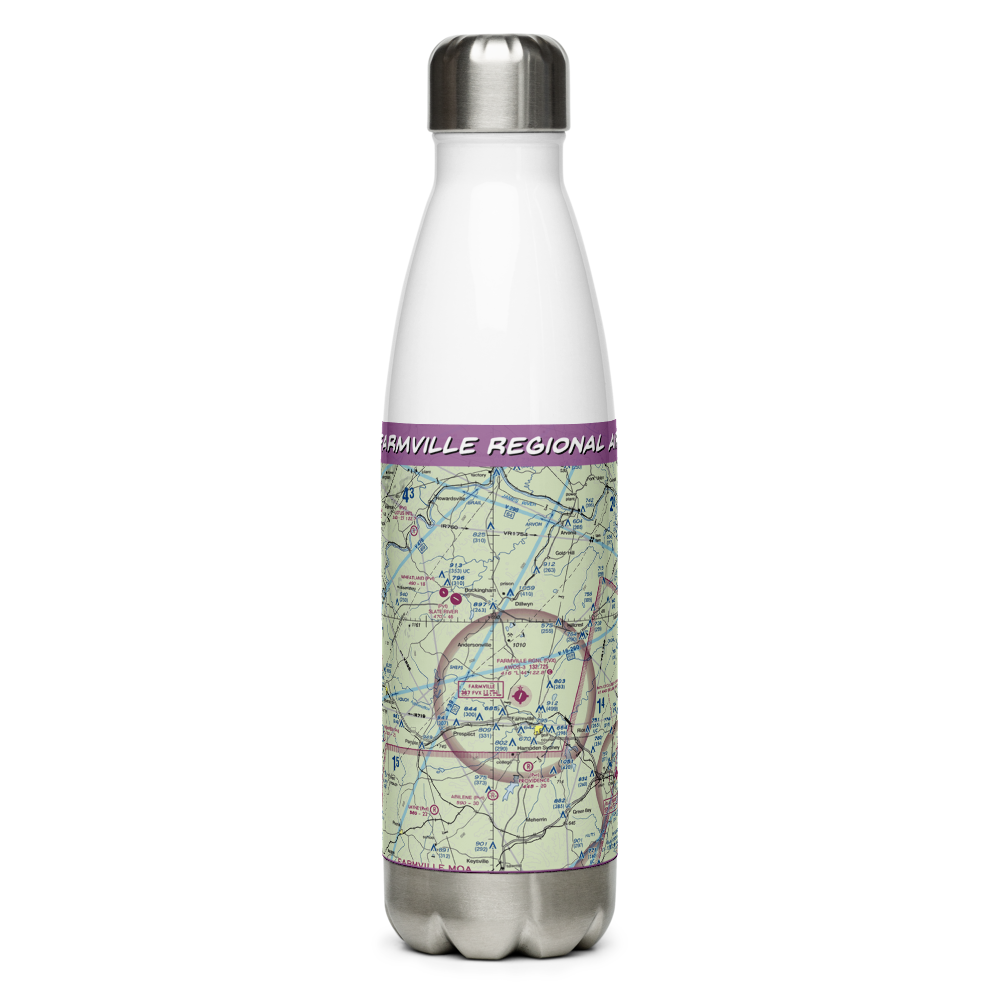 Farmville Regional Airport (FVX) VFR Sectional Water Bottle 
