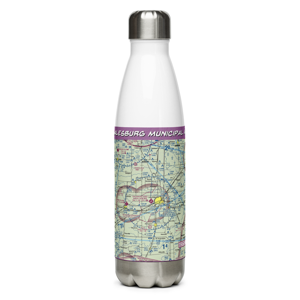 Galesburg Municipal Airport (GBG) VFR Sectional Water Bottle 