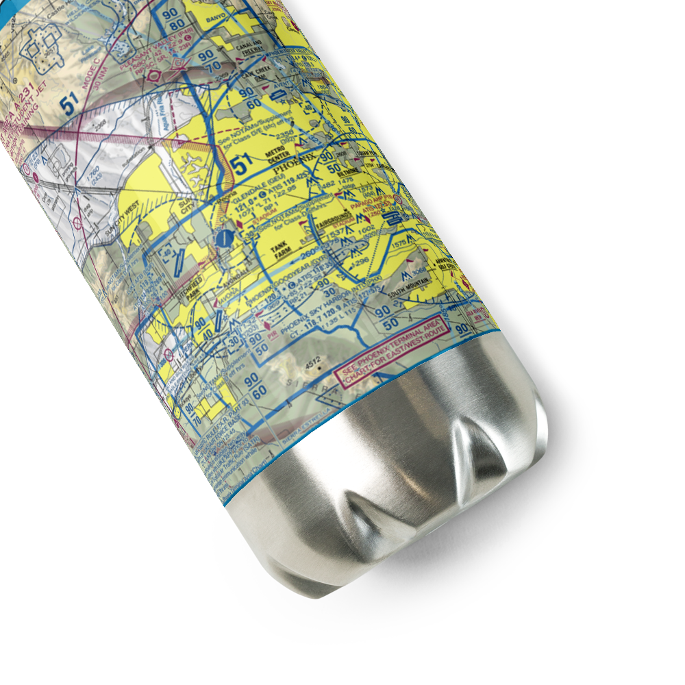 Glendale Municipal Airport (GEU) VFR Sectional Water Bottle 