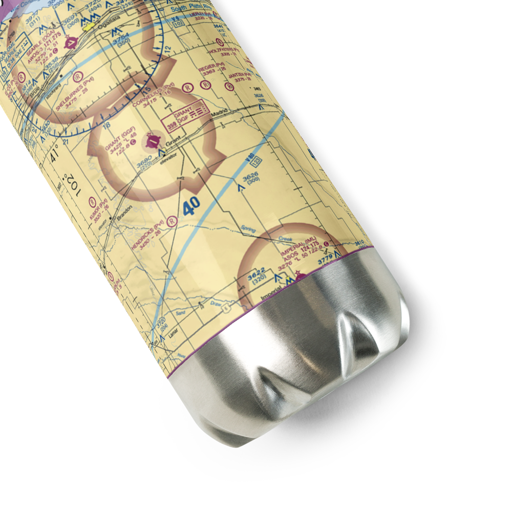 Grant Municipal Airport (GGF) VFR Sectional Water Bottle 